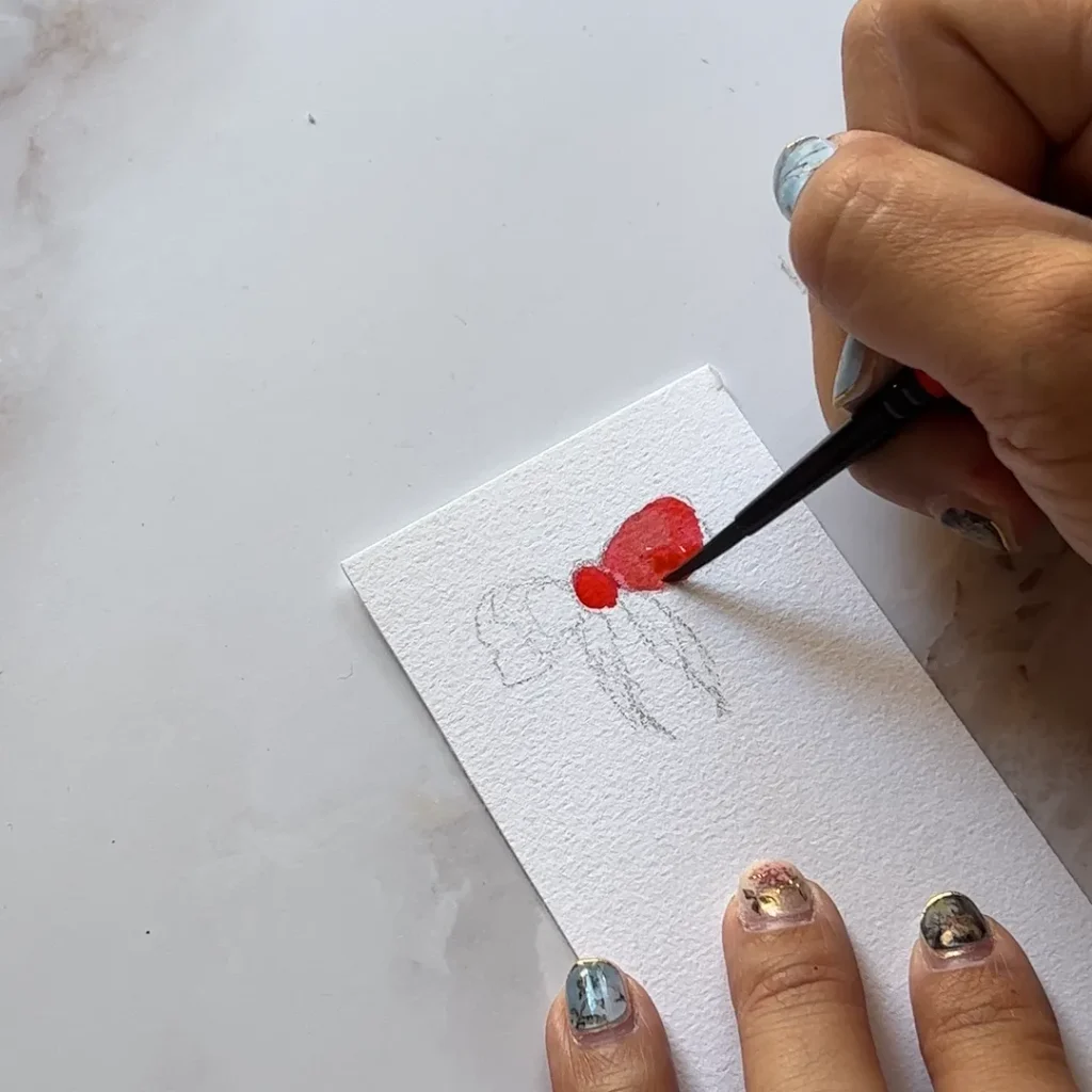 リボンを描いている写真１