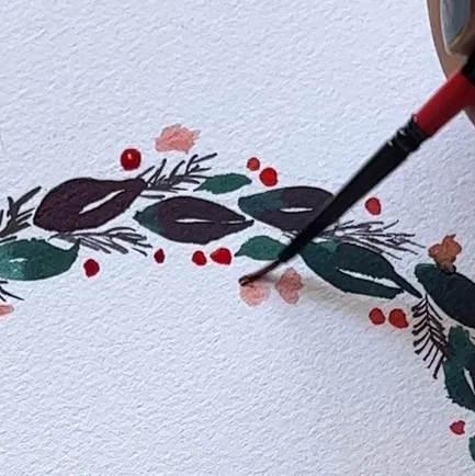 クリスマスリースを描いている写真２