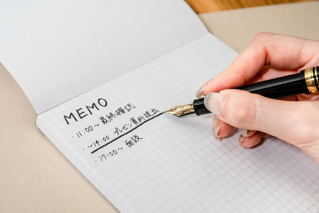 万年筆の文字の比較2