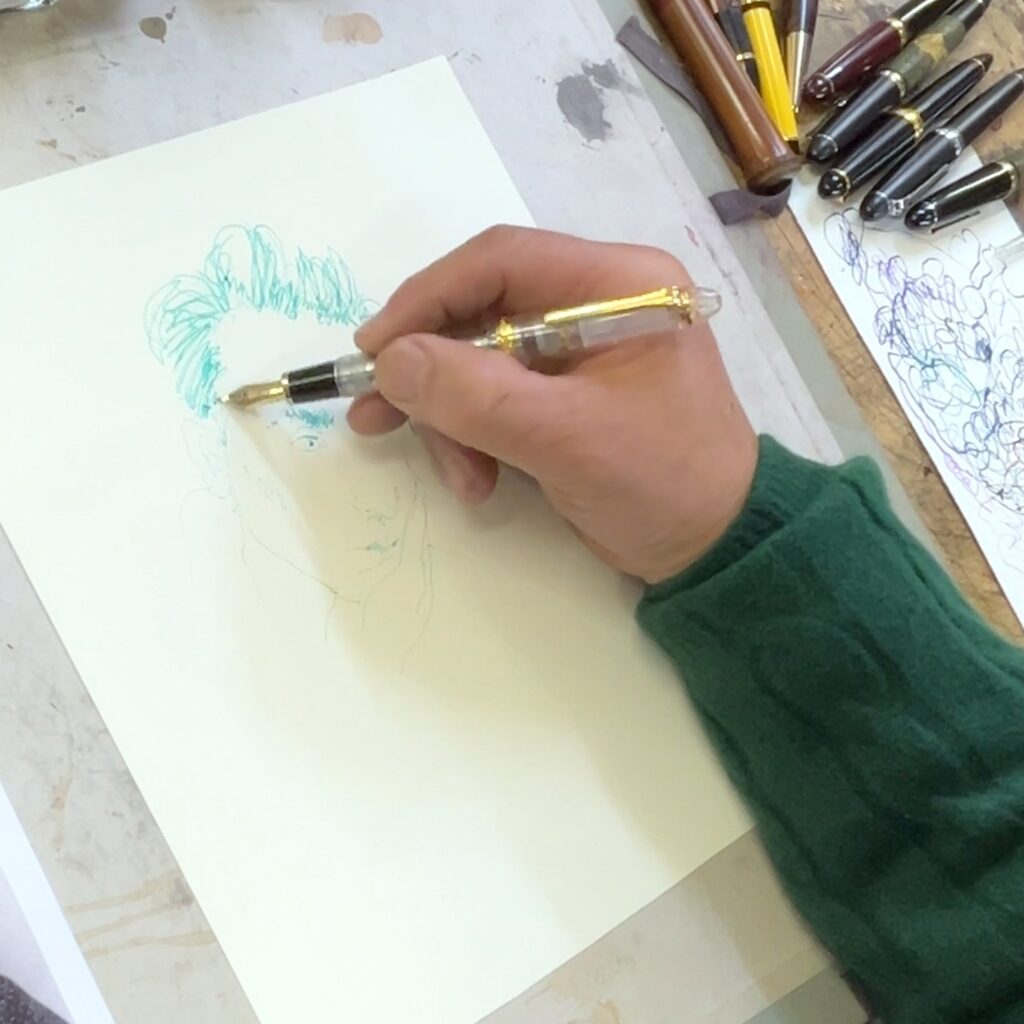 太宰治を描いている様子２