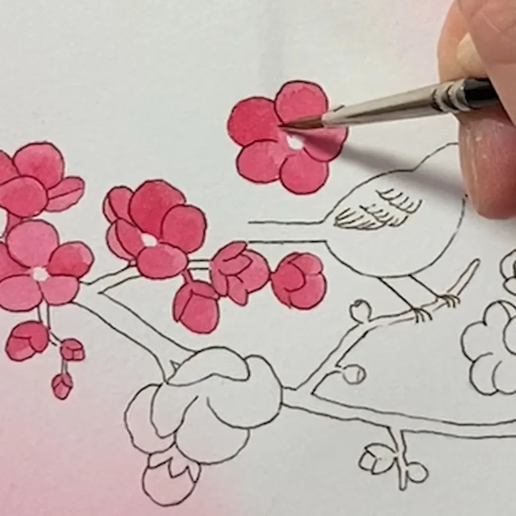 梅の花を塗っている様子２