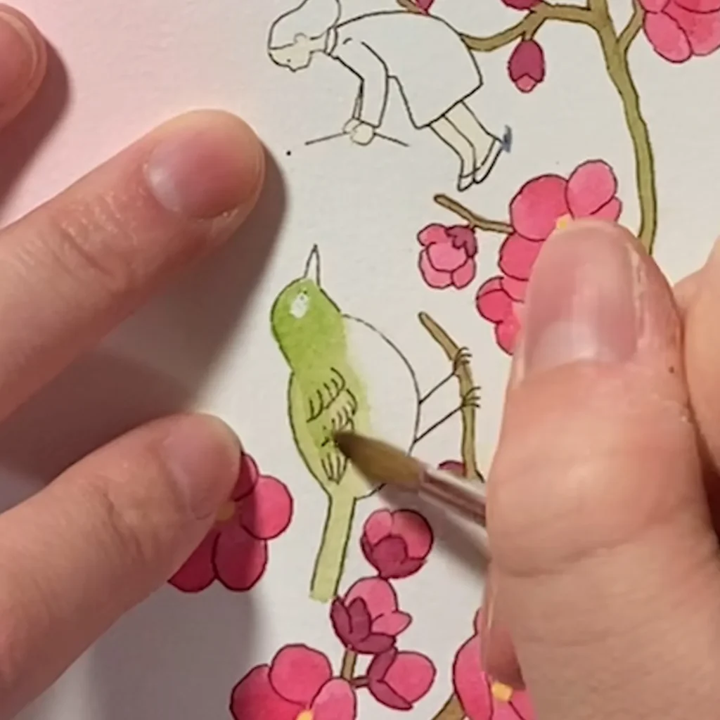 メジロを塗っている様子１