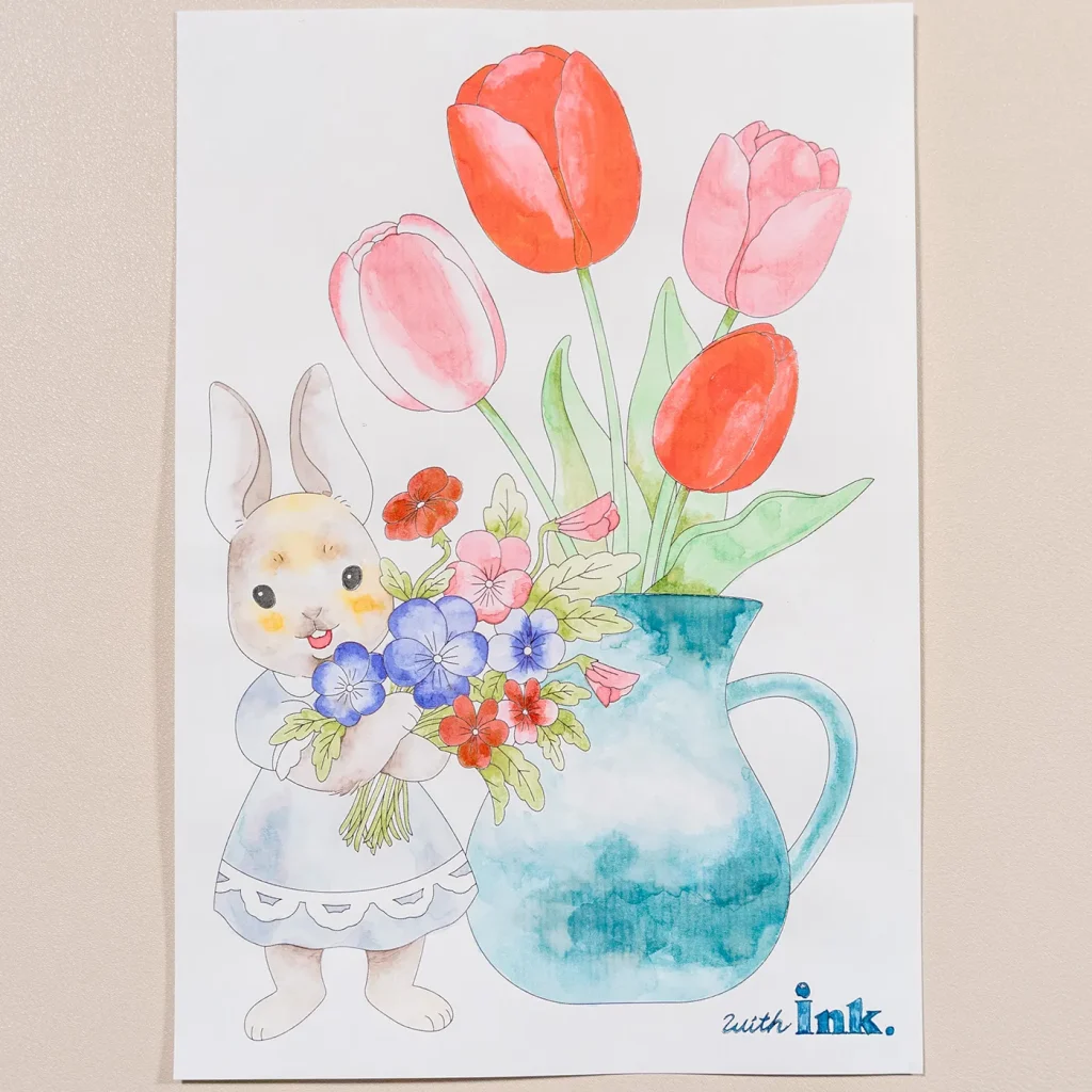 水を使った塗り絵の完成図