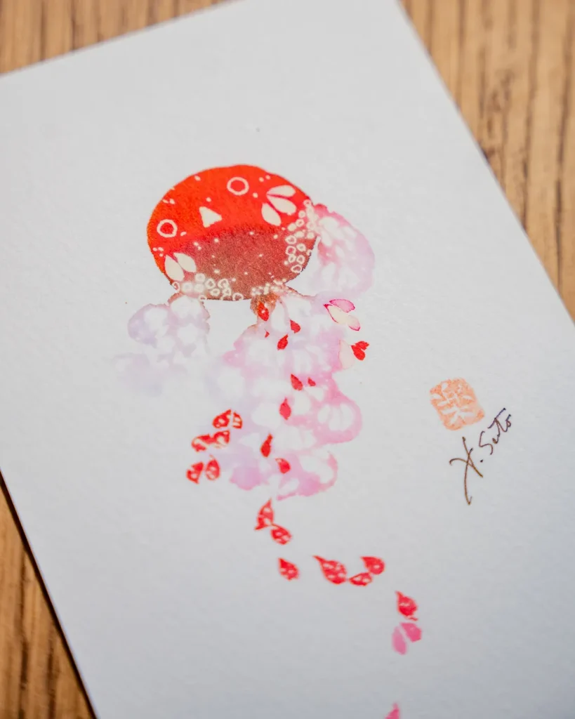 金魚のイラストのアップ写真